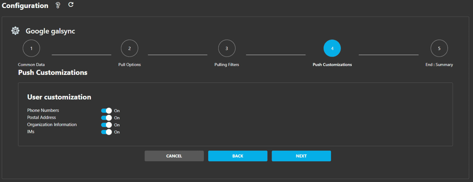 GALSync Push Customization